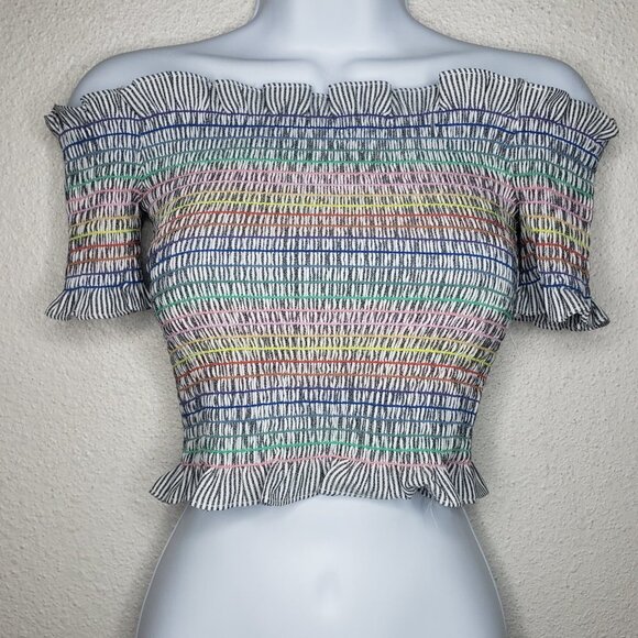 Storia Sz S Shirred Rainbow Stripped Cropped Top  2- Piece Skirt Set (887) - Picture 2 of 8